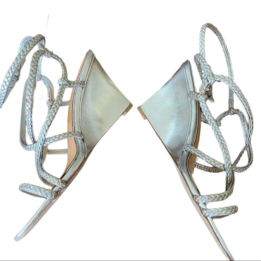 Badgley Mischka Braided Strap Wedge Sandals